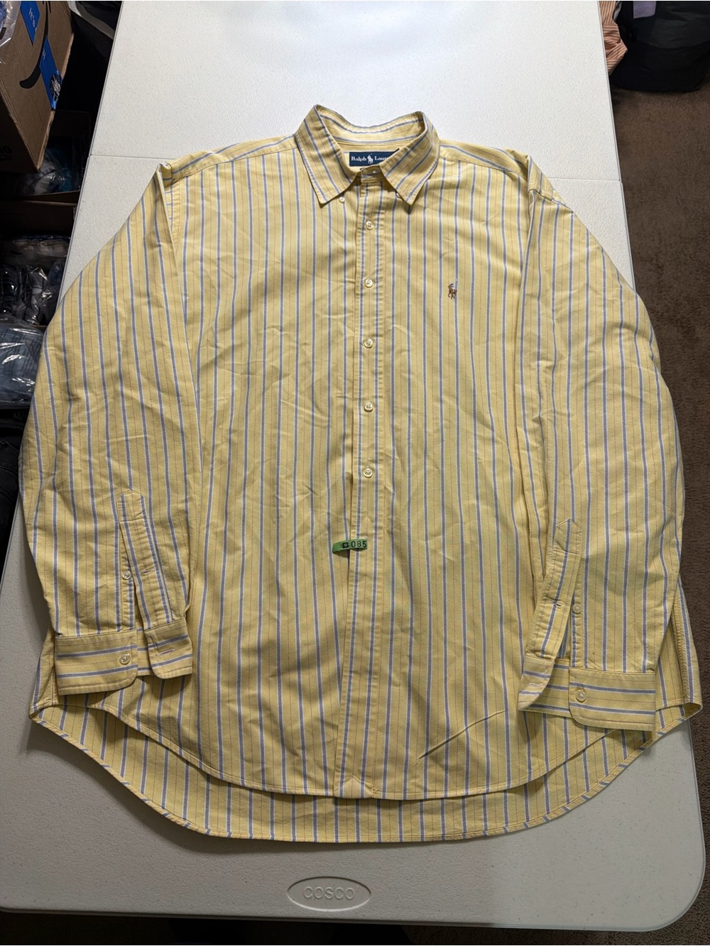Vtg Ralph Lauren Shirt Men’s 2XL Yellow Striped Long Sleeve Button Down Preppy